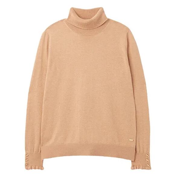 Joules Orianna Tan Roll Neck Jumper Turtleneck Sweater 6 Cotton Neutral Basic - Picture 12 of 12